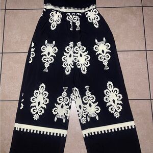 SHEIN Black and Cream Patterned Jumpsuit